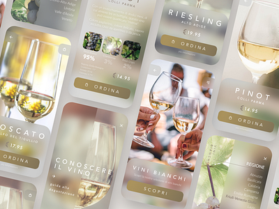 Vini d'Italia app blur blurred background clean design ecommerce flat food food and drink glass glassmorphism ios italian food italy minimal ui vino web wine winery