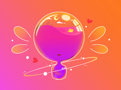 Glass Angel adobe illustrator angel art colorful cute glass heart iiiustration line love moon orange pink planet star universe