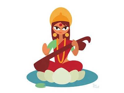 Sarasvatī illustration vector