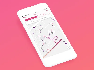 Shuttles tracking UI concept bus dropoff iphone map pickup pink route search shuttles stc tracking