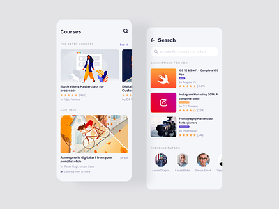Courses App animation app bold font branding courses dailyui design dribbble gradient illustration inspiration interaction design learning app minimal shot sketch typography ui ui ux ux