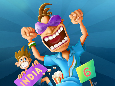 World Cup Fever caricature cartoon character character design creative cricket design digital art digital painting illustration motion