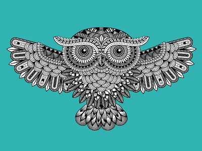 Zentangle Owl bird bird logo birds mandala mandalas owl owl logo owls pattern patterns zentangle