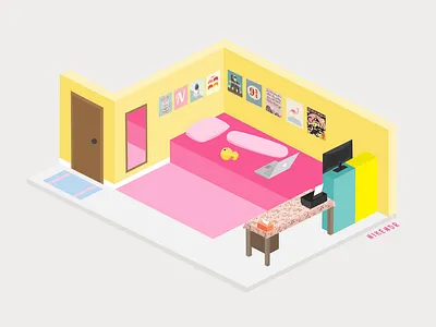 Room illustration isometric isometric design isometric illustration