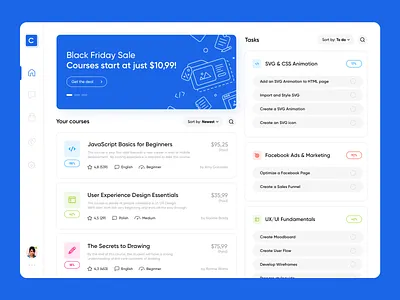 Courso - Dashboard course dashboard design illustration interface learning online product design ui ux web website