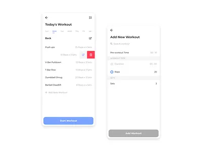 Daily UI 041 Workout Tracker app app design dailyui dailyuichallenge mobile ui uidesign userexperience userinterface ux uxdesign workout workout app workouttracker