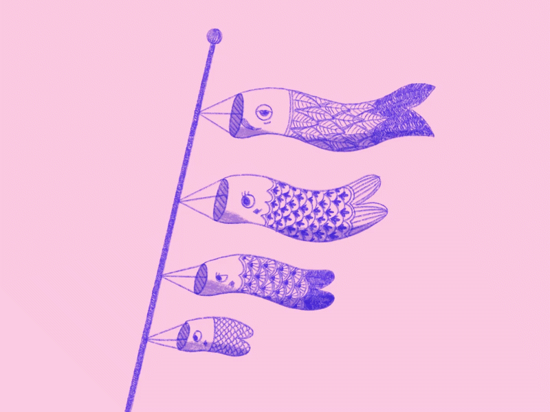 Koinobori animator art design digital framebyframe illustration japan personal procreate roughanimator