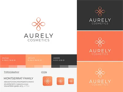 Aurely Cosmetics brand identity branding cosmetics design feminine identity logo design