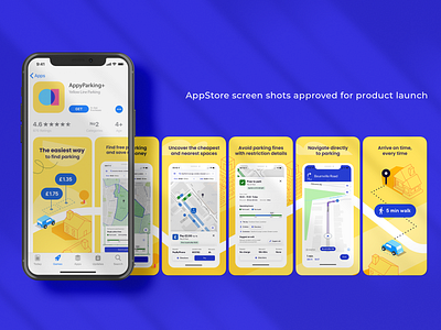 AppyParking+ Launch (App Store) app app store branding campaign design graphic design illustration logo typography ui ux vector visual identity yellow