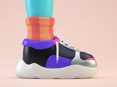 Dad's socks 3d c4d cartoon colorful colors fashion illustration laces shoe shoes sneakers sock socks