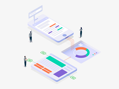 Illustration for Media.net Contextual Ads ad tech ads advertising business contextual display freelance illustration illustrator infographic isometric marketplace platform product publisher revenue technology vector video website