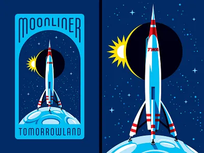 Tomorrowland Moonliner 🚀 astronaut badge disney disneyland eclipse illustration illustrator moon moon landing moonliner nasa outerspace rocket rocket to the moon rockets rocketship space space shuttle spaceship tomorrowland
