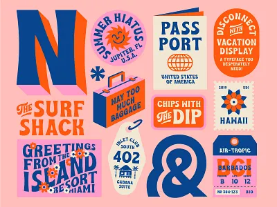 Vacation Display 1/2 beach font surfing travel tropical typography vacation