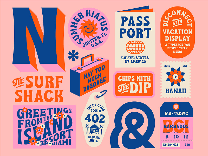Vacation Display 1/2 beach font surfing travel tropical typography vacation