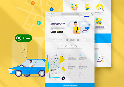 AppyParking+ Launch (Website) app benefits branding campaign design graphic design illustration logo template typography ui ux vector website wordpress yellow