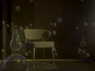 Still Life 7-25-19 architecture bubble bubbles chair cinema 4d curtain design digital digitalart image lighting octane octanerender photo realism surreal window