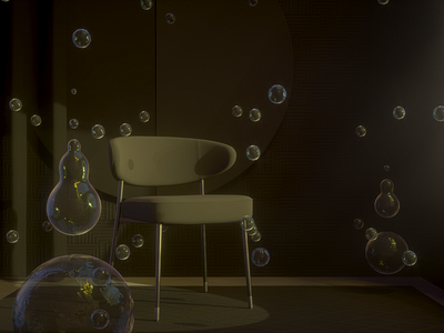 Still Life 7-25-19 architecture bubble bubbles chair cinema 4d curtain design digital digitalart image lighting octane octanerender photo realism surreal window