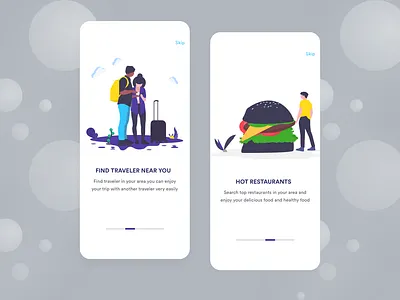 Travel App Onboarding #2 app app design clean creative exploration find hotel find resturent find traveler full apps hotel hotel booking illustrations ios app onboarding onboarding screen resturent travel app traveler trend 2019 ui