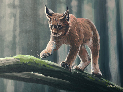 Forest Cat animal art artwork big cat concept cover design digital art drawing editorial endangered forest illustration illustrator landscape lynx nature painting photoshop wildlife