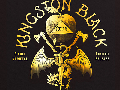 Golden Cider Dragon illustration label design