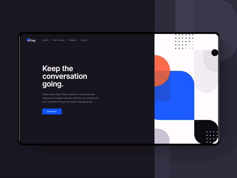 Landing Page Animation animation customer service hero illustration inbox landing page messenger pattern principle speech bubble split screen web