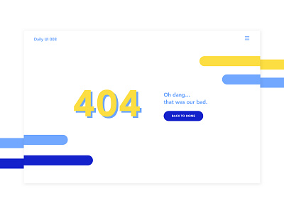 404 Page Daily UI 008 404 404 error 404 error page 404 page app blue daily ui daily ui 008 daily ui challenge dailyui design error page mockup page ui web yellow