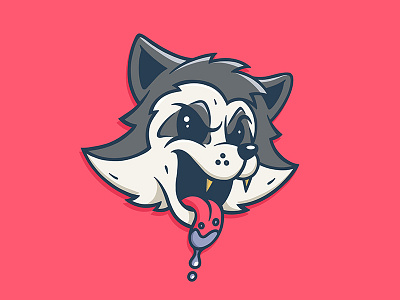 Trash Panda animal art cartoon character design face head icon illustration logo print racoon retro toungue vintage