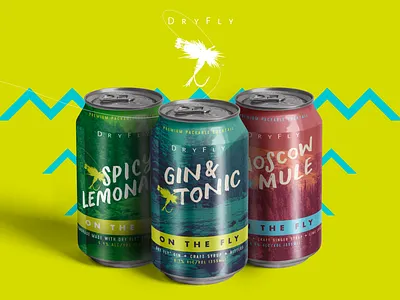 On The Fly Cocktails can dry fly fishing fly fishing gin tonic lemonade moscow mule packaging