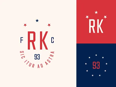 Richmond Kickers FC Rebrand 93 blue branding clean design logo minimal red richmond rk soccer soccer badge soccer crest sports stars typography usl vector virginia white