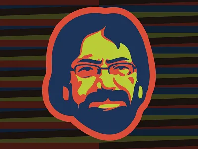 Carlos Cruz Diez portrait sticker vector