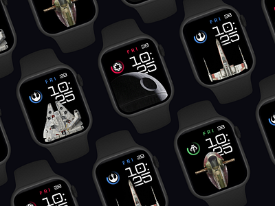 Star Wars themed Watch Face Collection apple collection concept creative deathstar design ios iwatch kavizo millenium falcon star wars ui ux watch face