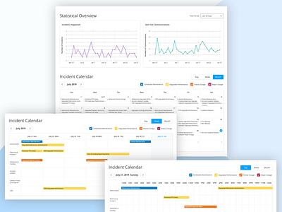 System Health calendar day design incident month overview status system health ui ux ui week