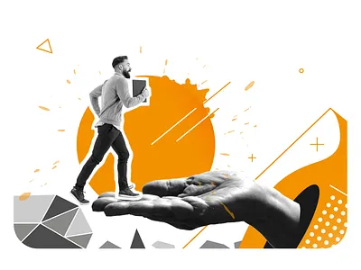 Partnership Poster Design art branding business clean collage cooperation creative design dynamic fresh happy illustration man modern partners partnership stylish team trust vector