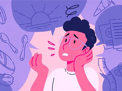 The Struggles of Healthy Living 2d character character design colorful colors digital art drawing editorial flat graphic healthy illustration texture