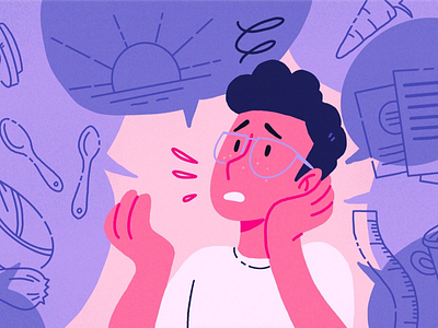 The Struggles of Healthy Living 2d character character design colorful colors digital art drawing editorial flat graphic healthy illustration texture