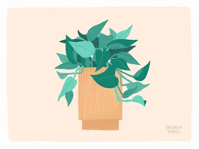Pothos botanical hand drawn house plant illustration ipad pro midcentury neutrals photoshop plant plants pothos procreate spot illustration textures vine vines