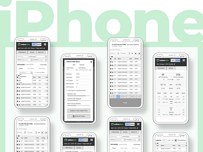 UX/UI Wireframe - Fantasy Sports App app design balsamiq clean design clean ui green mint mobile app mobile app design mobile ui modern responsive design shadows simple simple clean interface simple design ui user experience user interface ux wireframe
