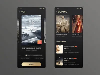MOVIE app design golden ui