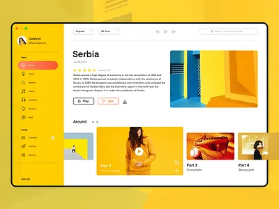 Web UI 01 design fun illustration movie music music player ui vector yellow