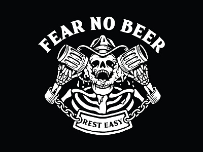 Fear No Beer apparel beer art clothing illustration skull t shirt tattoo vector