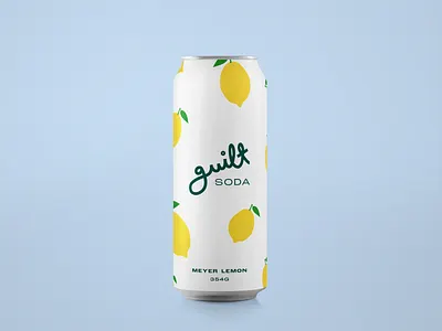 guilt meyer lemon branding can color fruit illustration illustrator lemon logo minimal mockup packaging soda soda can type typography vector