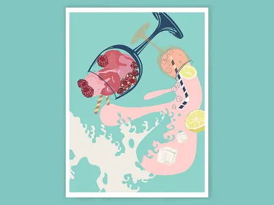 ice cream or lemon juice design drawing fruit goblet ice cream illustration juice lemon raspberry summer