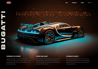 Bugatti - Supercar Concept Design automobile black bugatti car concept imagery landing page motor sports car sportscar supercar ui uiux ux web design website