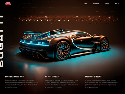 Bugatti - Supercar Concept Design automobile black bugatti car concept imagery landing page motor sports car sportscar supercar ui uiux ux web design website