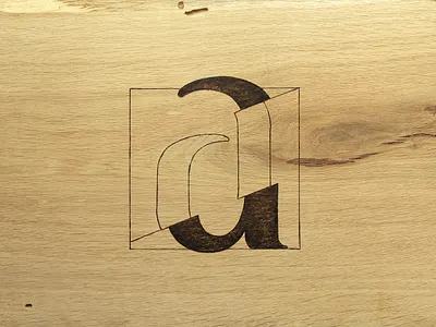 Sliced 'a' stylization a designonwood identity latere letter mark pyrography square stylization type typeface typography wood woodburning