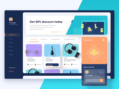 Yo-sinau Course Dashboard course dark dark ui dashboard exploration figma fresh orange statistics ui uidesign ux