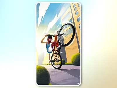 Freestyle adventure art bicycle bmx character design cityscape design drawing dribbbleworld excitement explore freestyle illustration photoshop self stunt wheelie