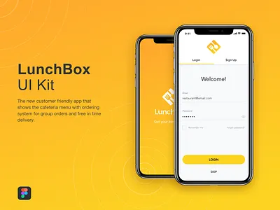 Lunch Box. Mobile Application. UI Kit app app design application delivery app design app figma food food app food truck iphonex login lunch mobile mobile app mobile ui signup splash screen uiux