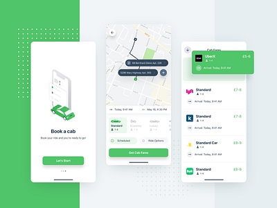 Taxi App app cab car color comparison green illustration interface ios map mobile product design taxi uber ugem ui ux