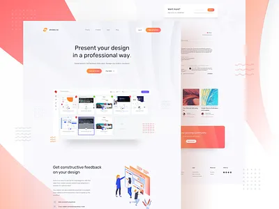 Showly landing page app card clean color design digital illustration minimal simple ui web website white